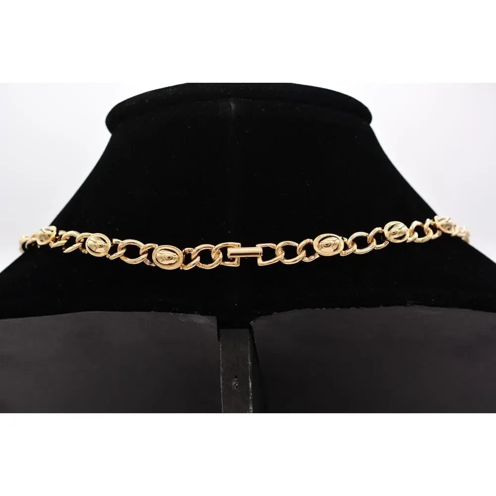 Vintage Collar Necklace Gold Rhinestone Crystal Faux Pearl Chain Heavy Y2K 9J